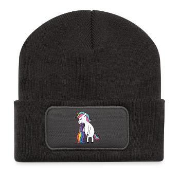 Licorne arc-en-Puke. Non Bock Lustlos suffocation - Beanie recyclé à patch - charbon - Devant