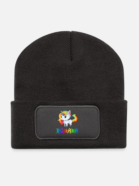 Einhorn Romana - Recycelte Patch Beanie - Dunkelgrau