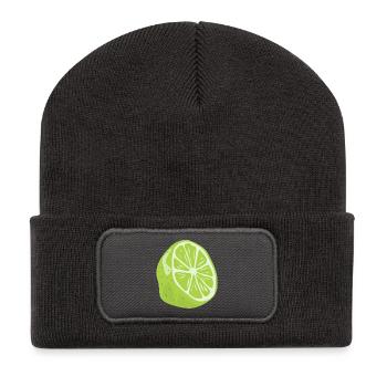 Limette Gesund Ernährung lecker Geschenk - Recycelte Patch Beanie - Dunkelgrau - Vorne