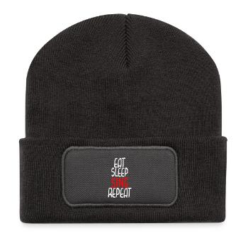 Mangez le sommeil chantent Répéter idées cadeaux - Beanie recyclé à patch - charbon - Devant