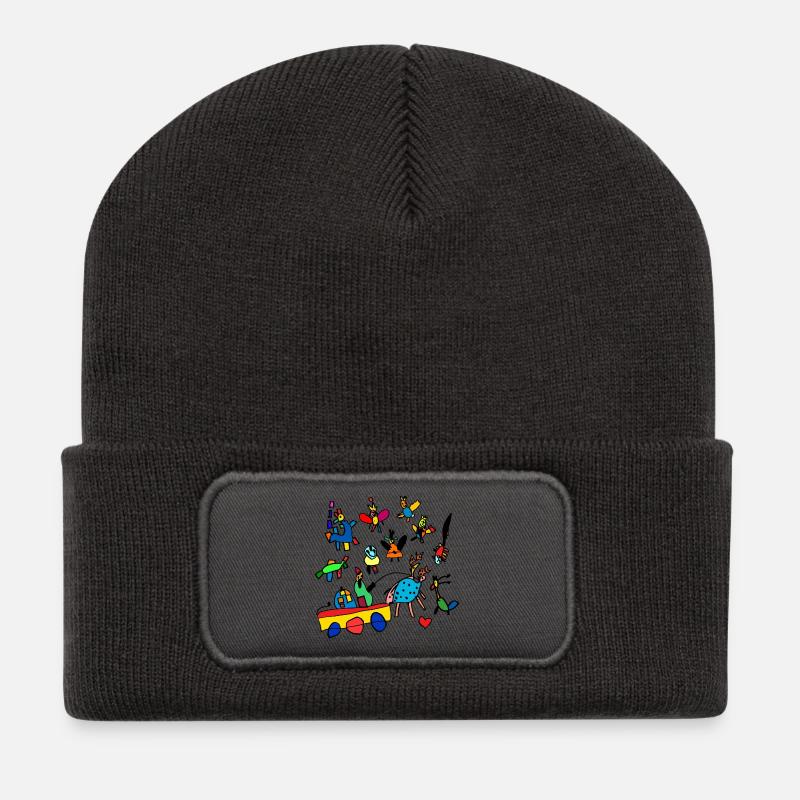 kidsworld - Beanie recyclé à patch - charbon