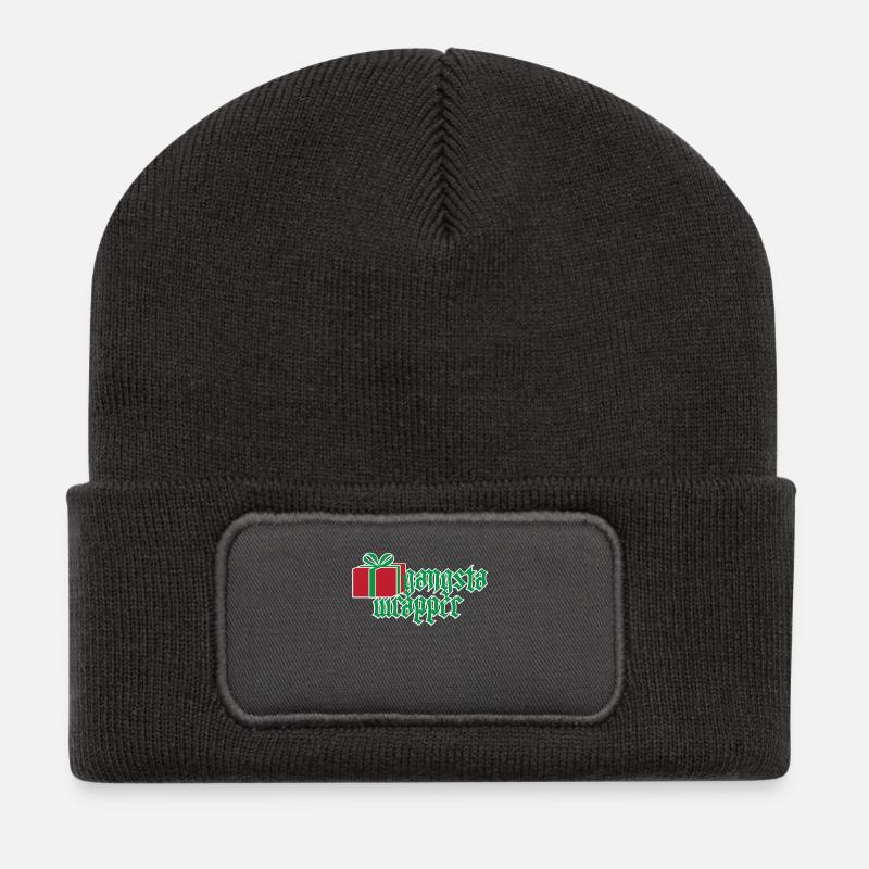 Gangster Wrapper Rapper Christmas Gift - Recycled Patch Beanie - dark grey