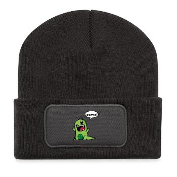 idée de dinosaure Rawr Dino cadeau mignon - Beanie recyclé à patch - charbon - Devant