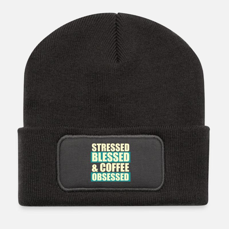Stressed blessed - Recycled Patch Beanie - dark grey