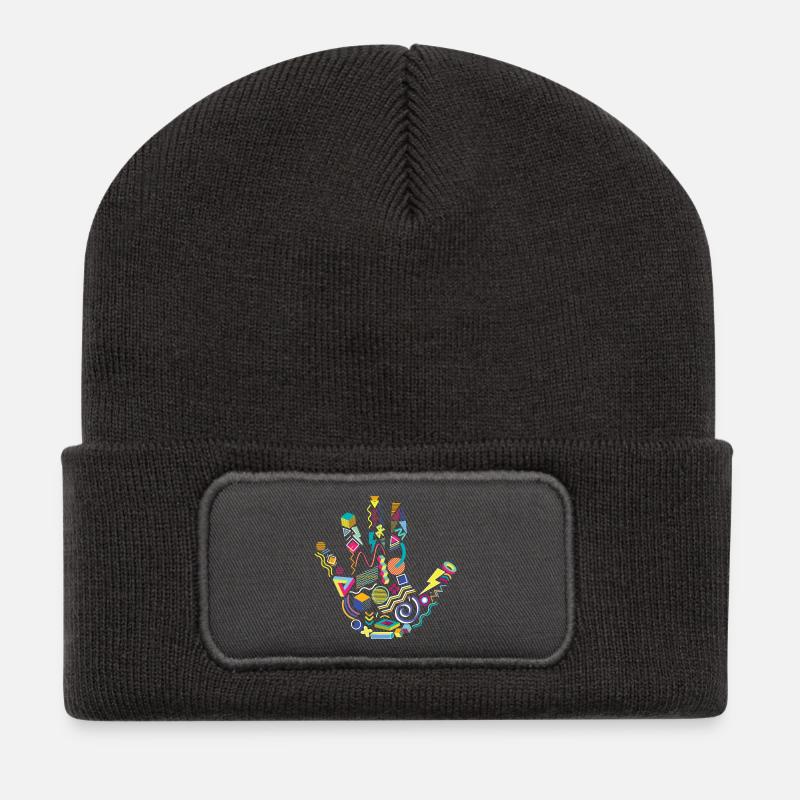 Achtziger Hand - Recycelte Patch Beanie - Dunkelgrau