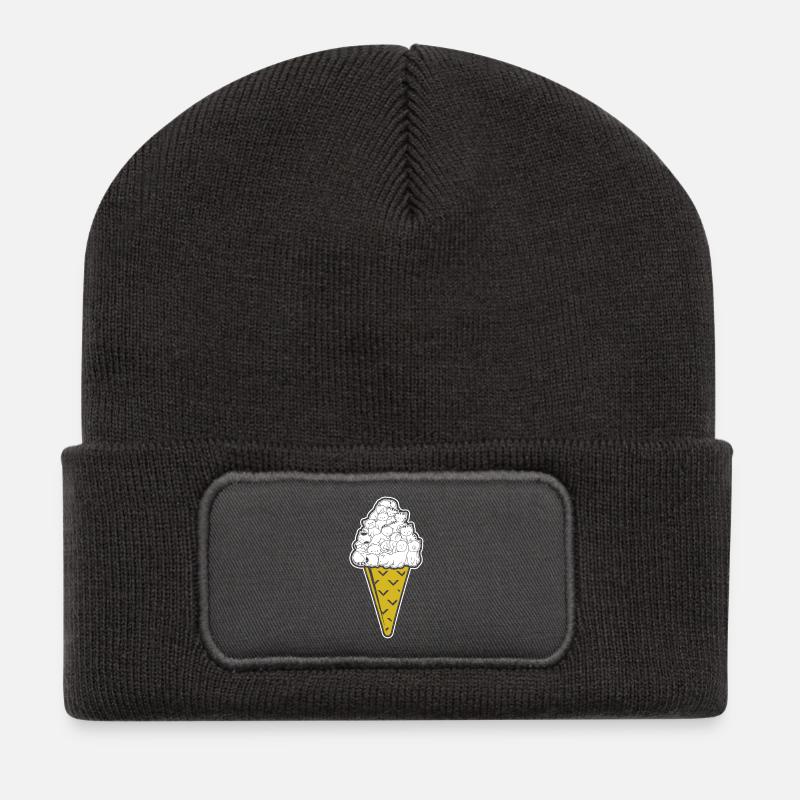 Cute Ice Cream Cat for Cat Lovers Gift - Recycelte Patch Beanie - Dunkelgrau