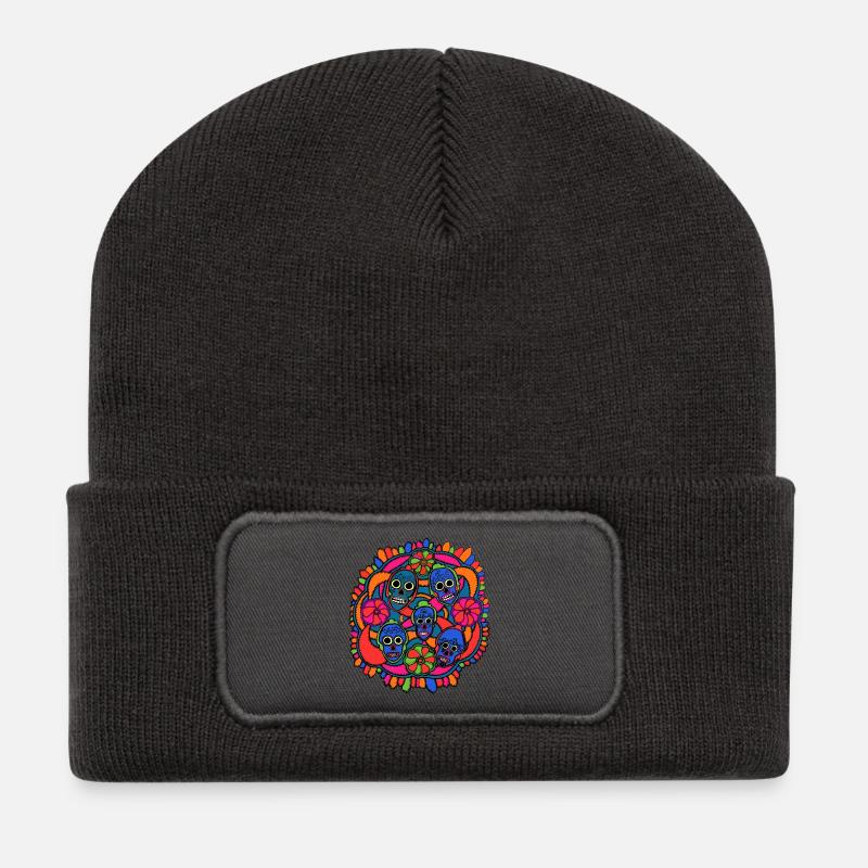 Dias de los muertos - Recycelte Patch Beanie - Dunkelgrau