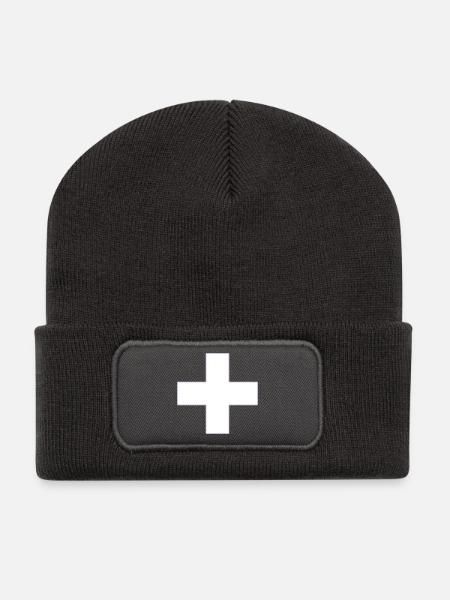 cross - Recycelte Patch Beanie - Dunkelgrau