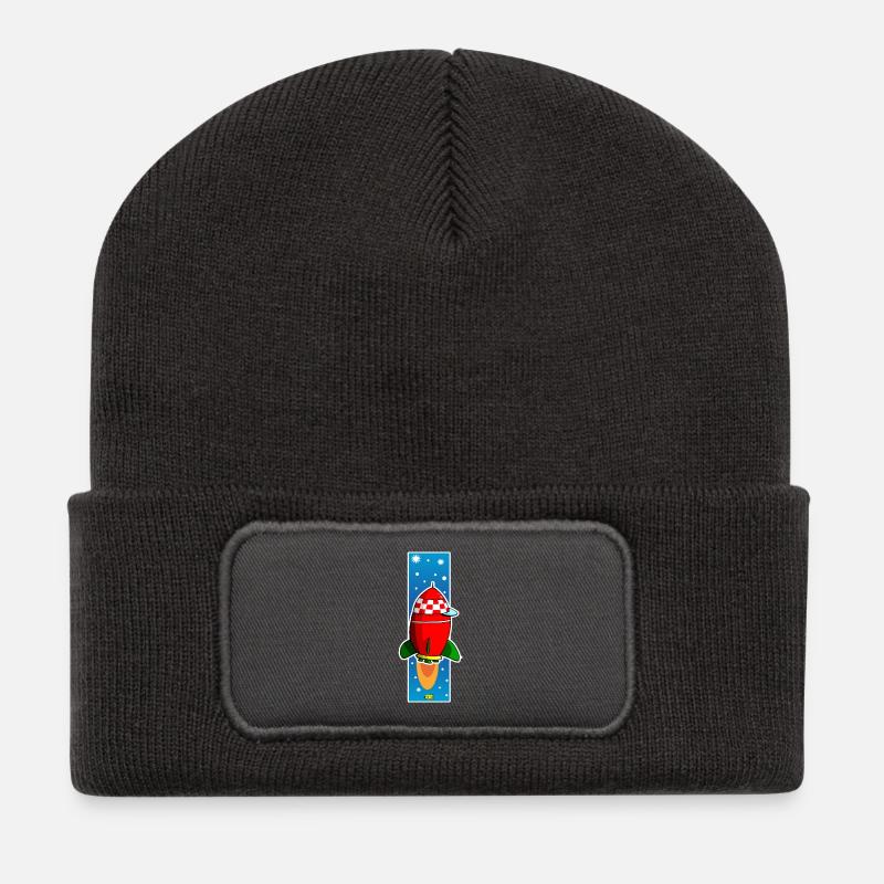 Rakete copy2 - Recycelte Patch Beanie - Dunkelgrau