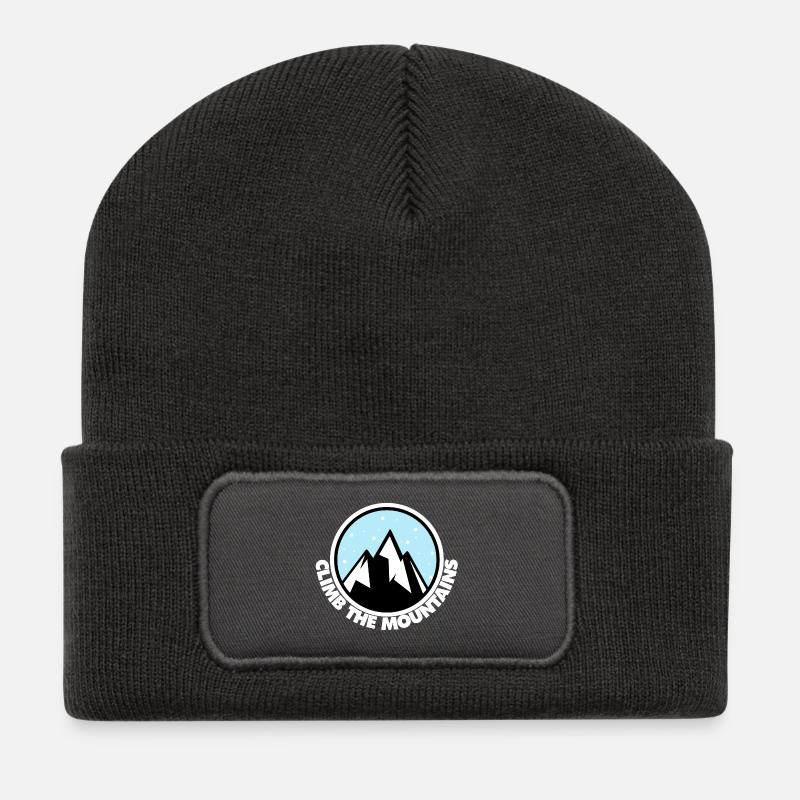 Climb the mountains motif adventure gift - Recycled Patch Beanie - dark grey