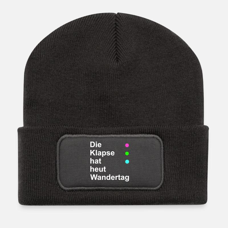 Die Klapse hat heut Wandertag - Recycelte Patch Beanie - Dunkelgrau