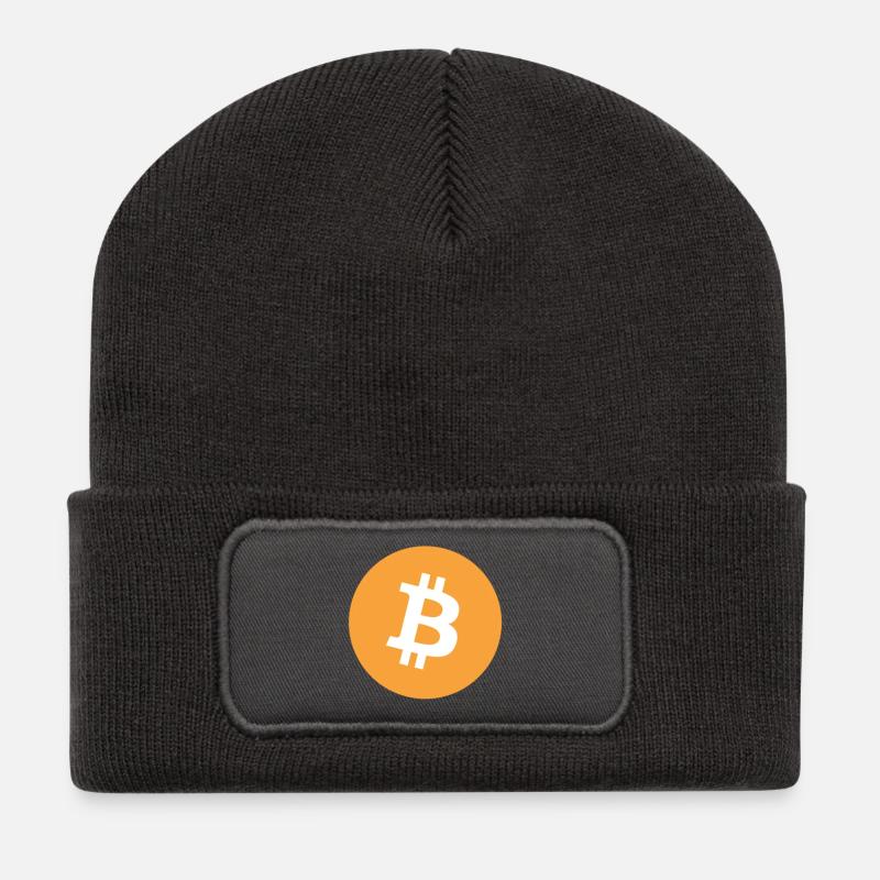 Bitcoin. - Beanie recyclé à patch - charbon