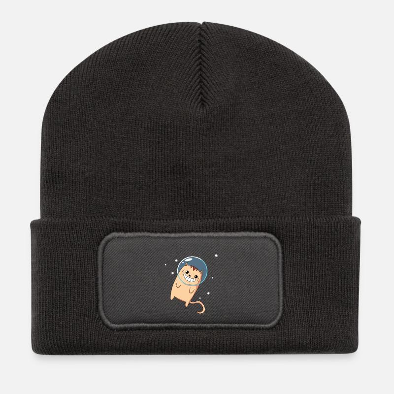 Cat - Outer Space - Kitten - Outer Space - Recycled Patch Beanie - dark grey
