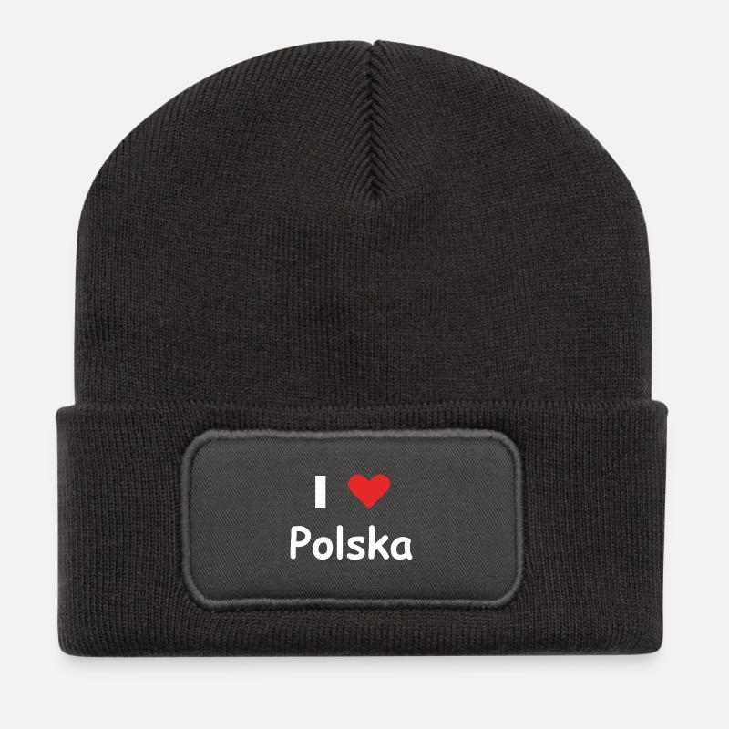I Love Polska - Recycelte Patch Beanie - Dunkelgrau