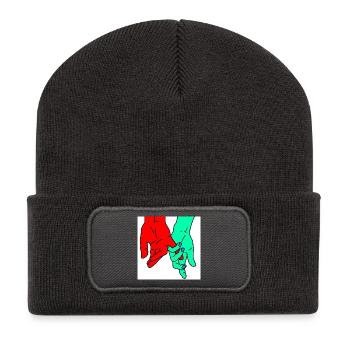hands red green - Recycelte Patch Beanie - Dunkelgrau - Vorne