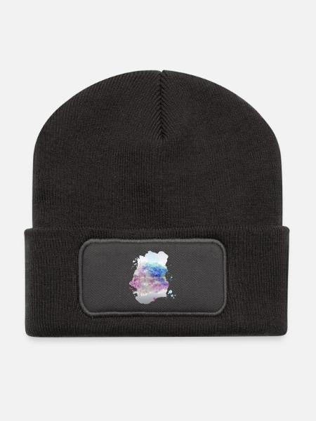 Fantasy Spiegel See Berge Farben Bunt Geschenk - Recycelte Patch Beanie - Dunkelgrau