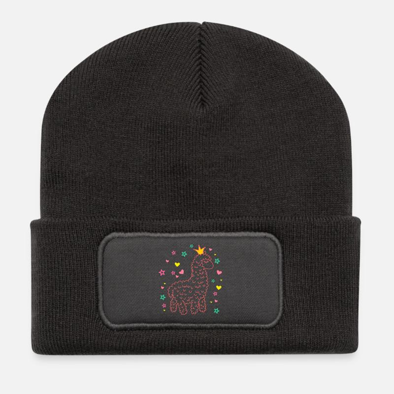 lama - Beanie recyclé à patch - charbon