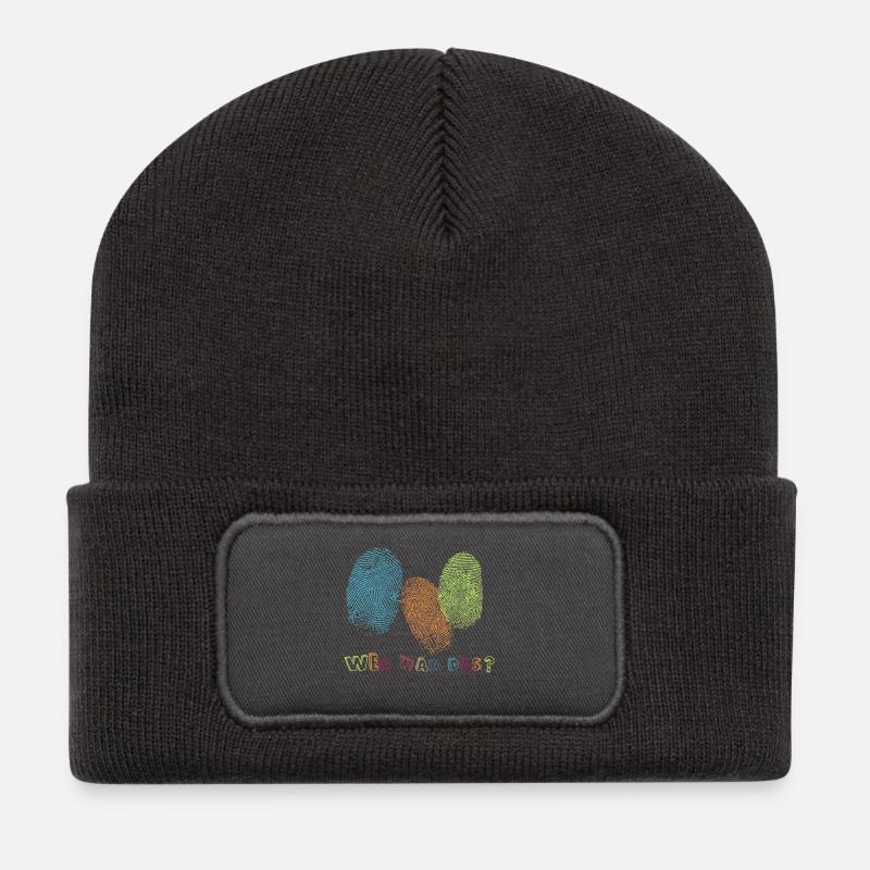 Fingerabdrücke - Wer war das? - Recycelte Patch Beanie - Dunkelgrau