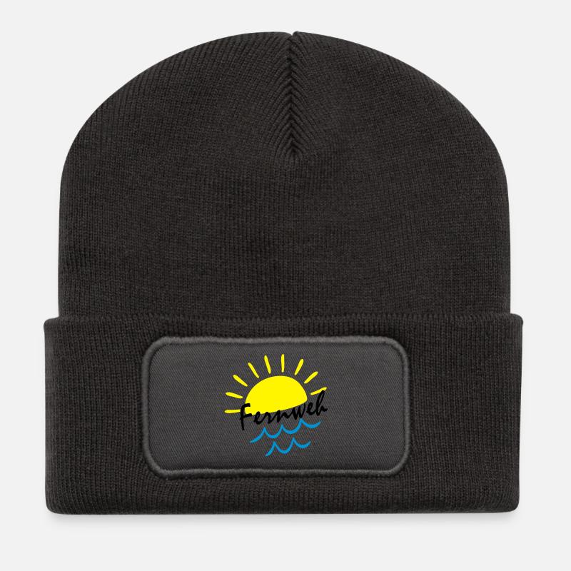 Sunrise Ocean – Sonne & Wellen Icon - Recycelte Patch Beanie - Dunkelgrau
