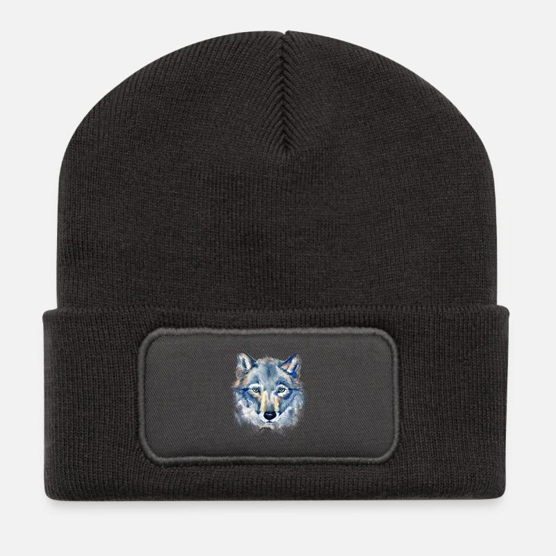 Kunst Wolf - Recycelte Patch Beanie - Dunkelgrau