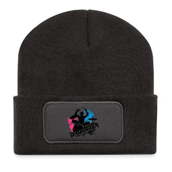 Un batteur et sa batterie - Beanie recyclé à patch - charbon - Devant