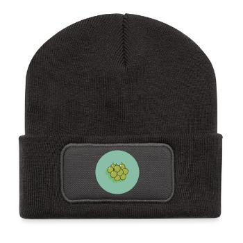 Idée de cadeau de végétarien végétarien - Beanie recyclé à patch - charbon - Devant