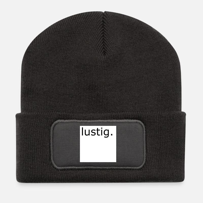 lustig - Recycelte Patch Beanie - Dunkelgrau
