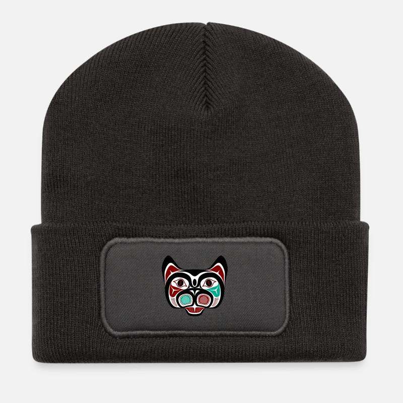 Northwest Pacific coast Haida Kitty - Recycled Patch Beanie - dark grey