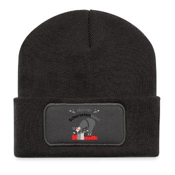 Schornsteinfeger Glücksbringer - Recycelte Patch Beanie - Dunkelgrau - Vorne