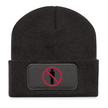 forbidden sign no people zone area pictogr - Recycled Patch Beanie - dark grey - Front