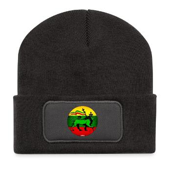 Lion Judah Reggae Flag - Beanie recyclé à patch - charbon - Devant