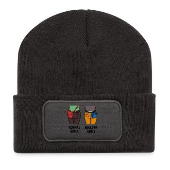 Boulder Boulderer Climbing Mountaineering Funny - Recycled Patch Beanie - dark grey - Front