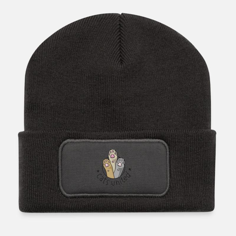 cats united - Paws - Recycled Patch Beanie - dark grey