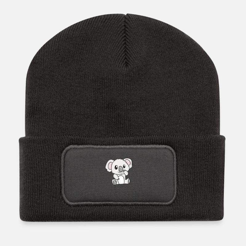 Kleines Koala Kuschelheld - Recycelte Patch Beanie - Dunkelgrau