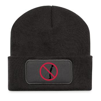kein im stehen pinkeln verboten schild pissen klo - Recycelte Patch Beanie - Dunkelgrau - Vorne