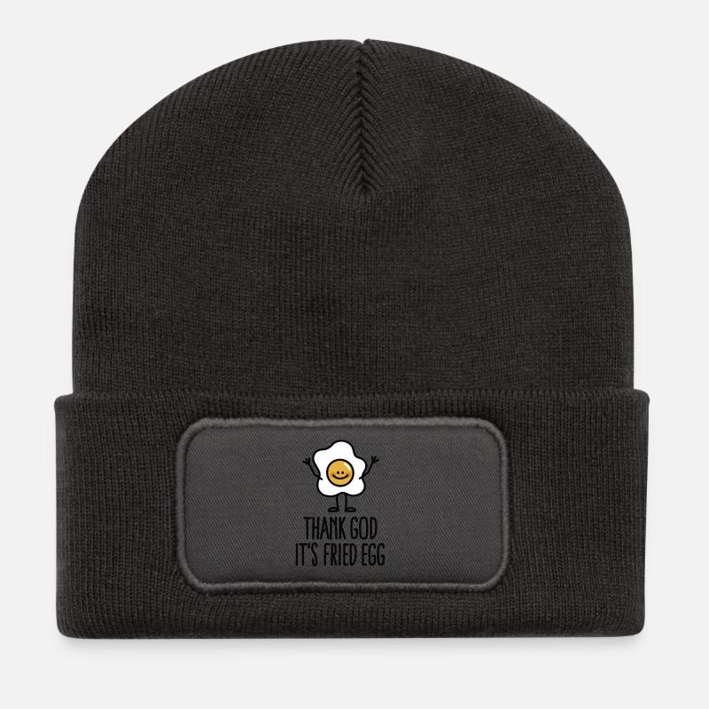 Thank god it's fried egg - Recycled Patch Beanie - dark grey