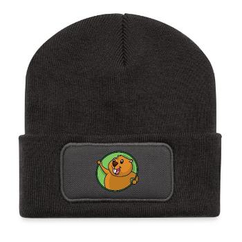 Biber - Recycelte Patch Beanie - Dunkelgrau - Vorne