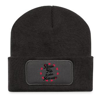 Stieftochter / Schwiegersohn / Sohn / Tochter - Recycelte Patch Beanie - Dunkelgrau - Vorne