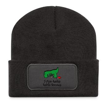 T-Rex hates table tennis tennis de table dinosaur - Beanie recyclé à patch - charbon - Devant