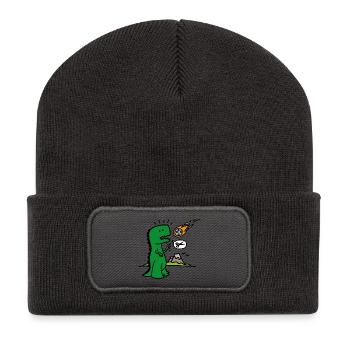 Rock paper scissors T-rex drôle dinosaure comète - Beanie recyclé à patch - charbon - Devant
