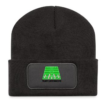 Italien Fussballteam Fussball Catenaccio Team Fan - Recycelte Patch Beanie - Dunkelgrau - Vorne