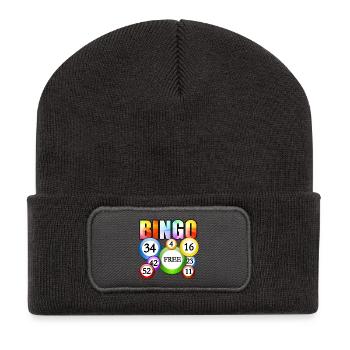 Conception vibrante de boule gratuite de bingo - Beanie recyclé à patch - charbon - Devant