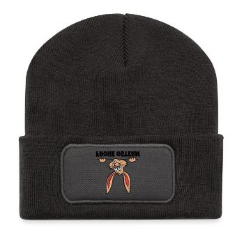 Frohe Ostern Osterhase Osterhäschen Sprüche - Recycelte Patch Beanie - Dunkelgrau - Vorne
