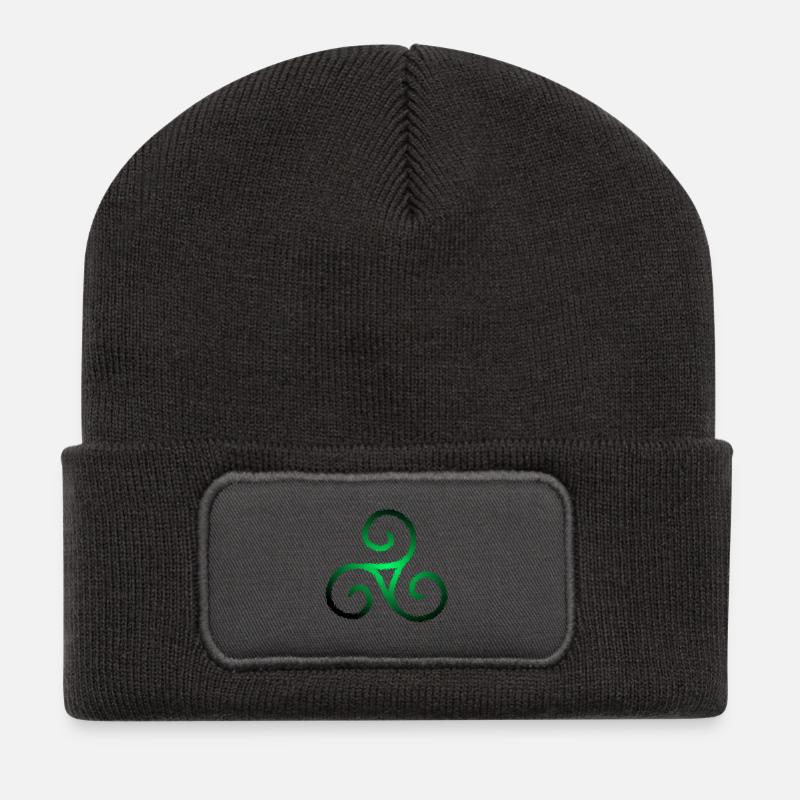 Keltisches Symbol Triskele Dreierspirale - Recycelte Patch Beanie - Dunkelgrau