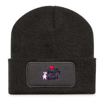 Beste Mama Mutter Muttertag Alles Gute Supermama - Recycelte Patch Beanie - Dunkelgrau - Vorne