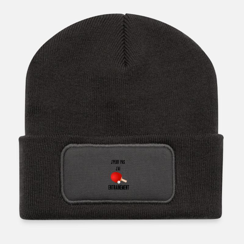 Design de Ping Pong Énergique - Beanie recyclé à patch - charbon