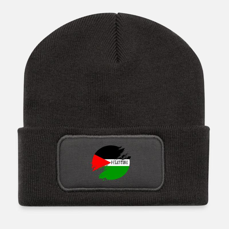Palästina Kreis - Recycelte Patch Beanie - Dunkelgrau