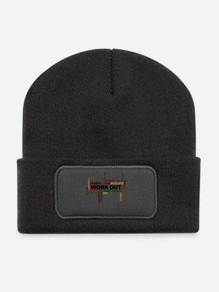 Workout Motivation Spruch Statement Fitness Gym - Recycelte Patch Beanie - Dunkelgrau