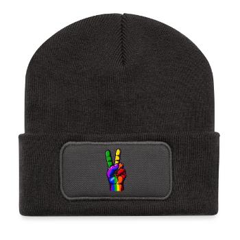 Schwul Lesbisch Menschenrechte Gleichberechtigung - Recycelte Patch Beanie - Dunkelgrau - Vorne