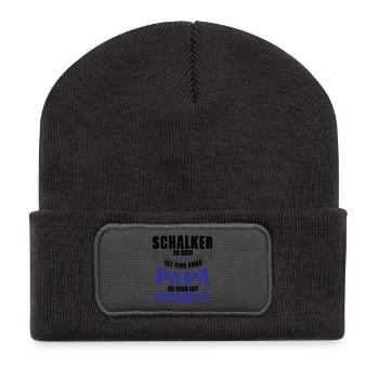 Schalker Papa | Schalke Vatertags Geschenkidee - Recycelte Patch Beanie - Dunkelgrau - Vorne
